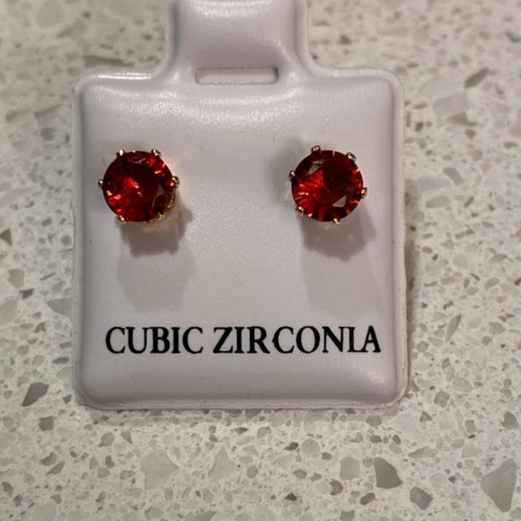 Jewelry - $5 ADD ON, Red Cubic Zirconia Stud Earrings